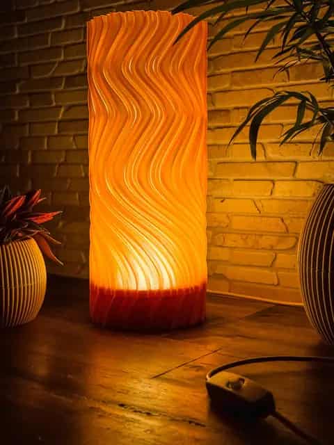 Waves lamp with a raised form and soft light.