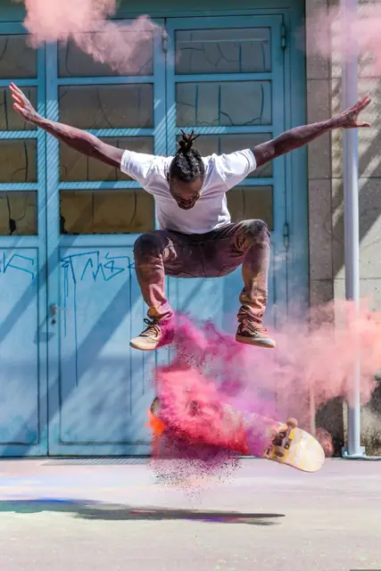 Source photo used to review a skateboard jump for a 3D photo relief.