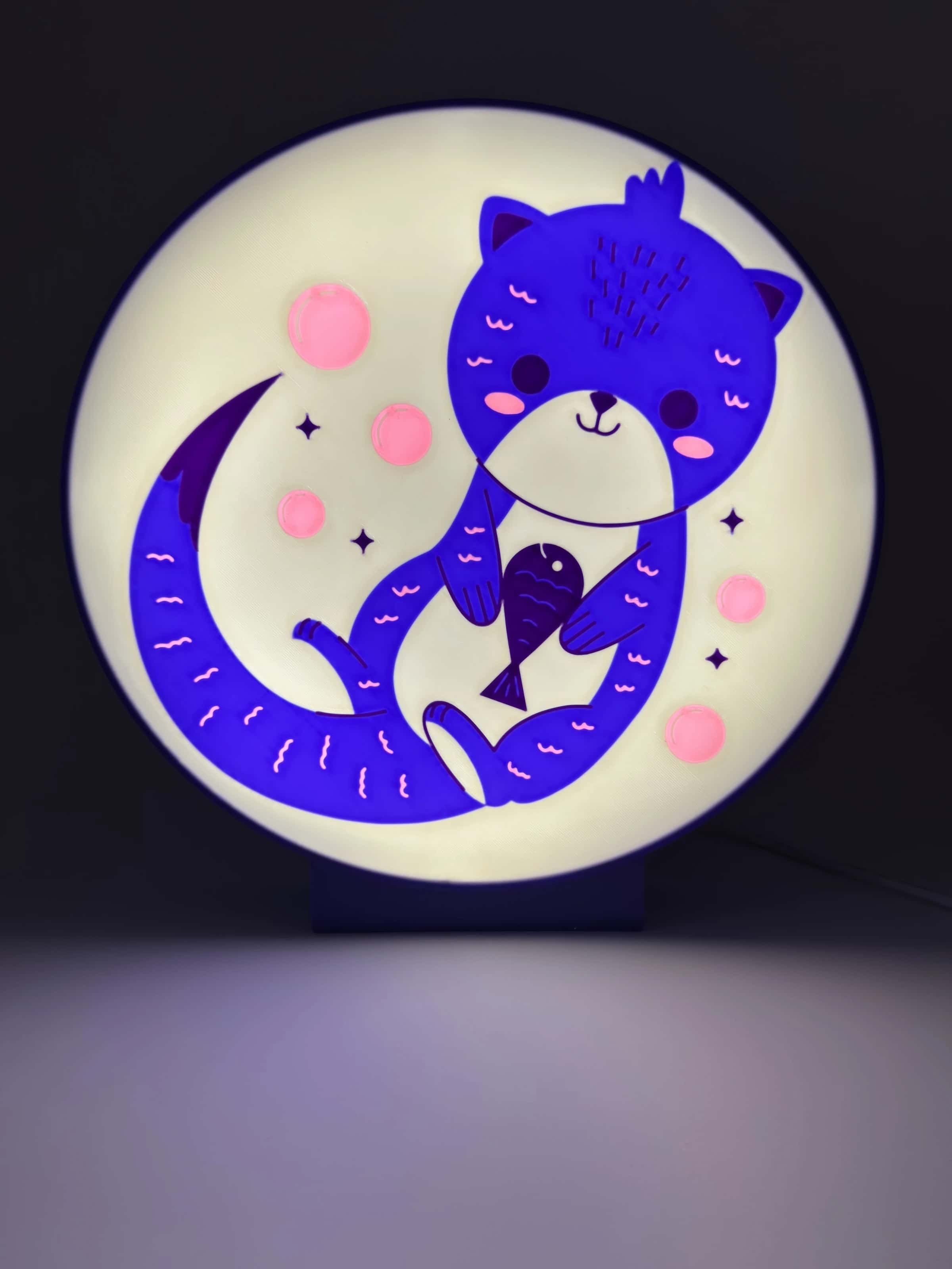 Round custom lightbox turned on with a soft glow for material and light review.